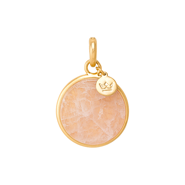 Essentials charm Disc Rose Quartz matt gold plated