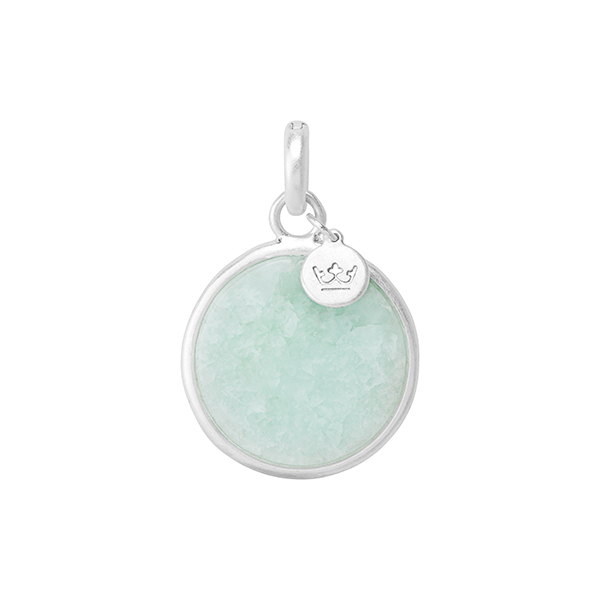 Essentials charm Disc Aquamarine matt silver plated