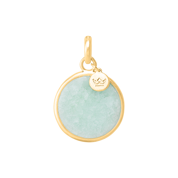 Essentials charm Disc Aquamarine matt gold plated