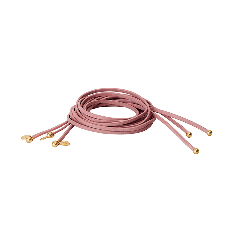 Essentials straps soft rose leather matt gold plated - 110 CM