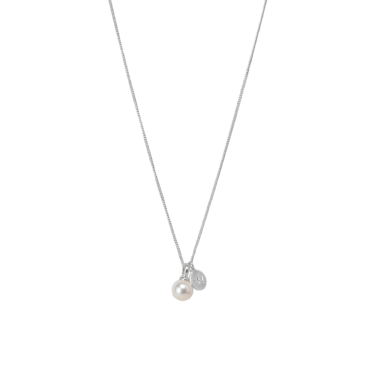 Essentials Harmony necklace Freshwater Pearl matt silver plated - 90 CM