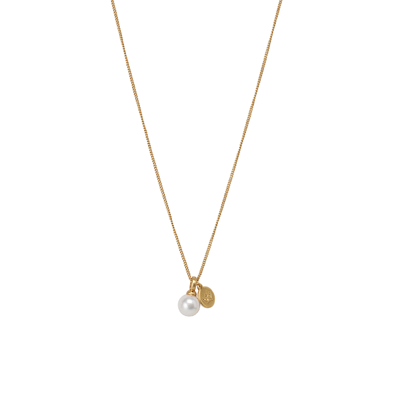 Essentials Harmony necklace Freshwater Pearl matt gold plated - 90 CM