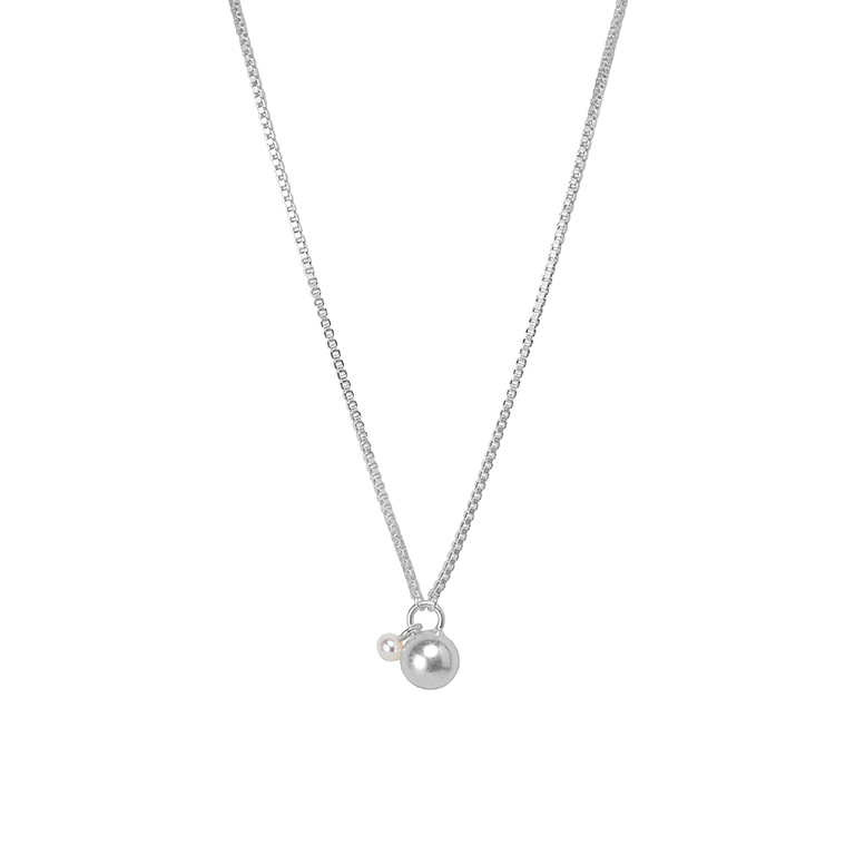 Essentials London necklace matt silver plated - 80 CM