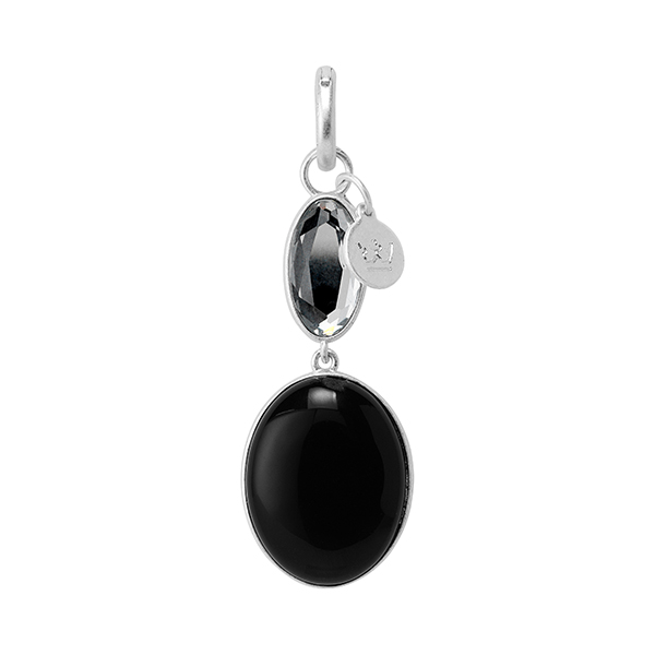 Essentials Celebration charm with Black Agate, Glass matt silver plated