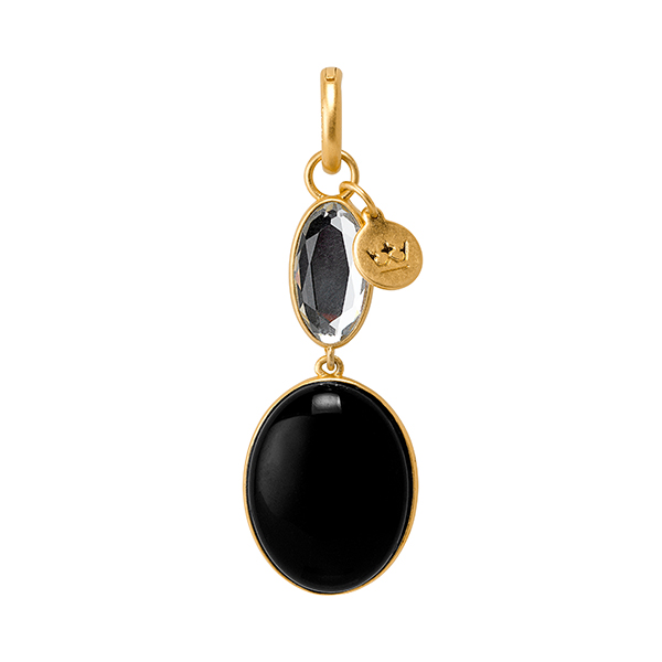 Essentials Celebration charm with Black Agate, Glass matt gold plated