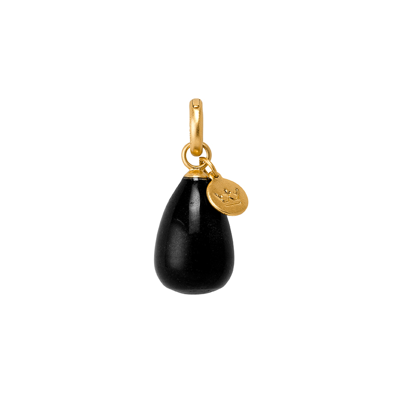 Essentials Drop Charm Black Agate matt gold plated