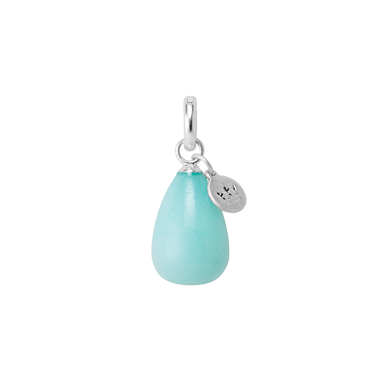 Essentials Drop Charm Aquamarine matt silver plated