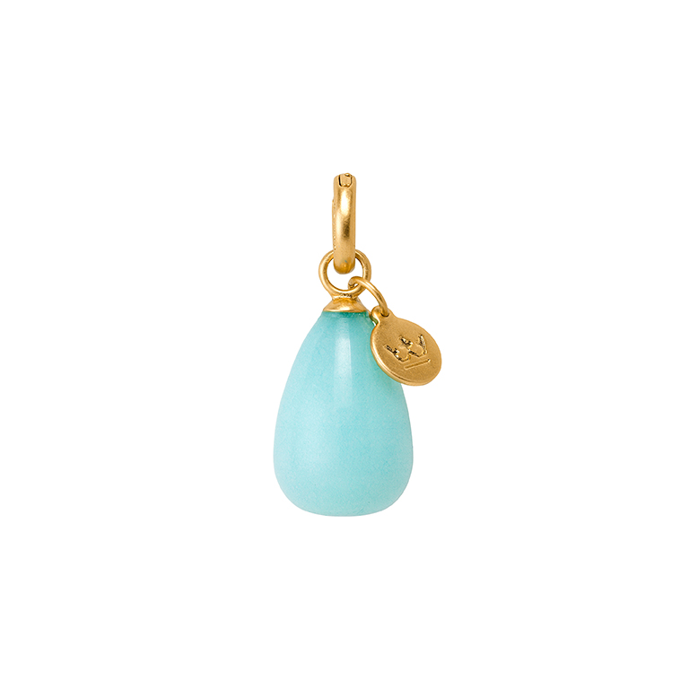 Essentials Drop Charm Aquamarine matt gold plated