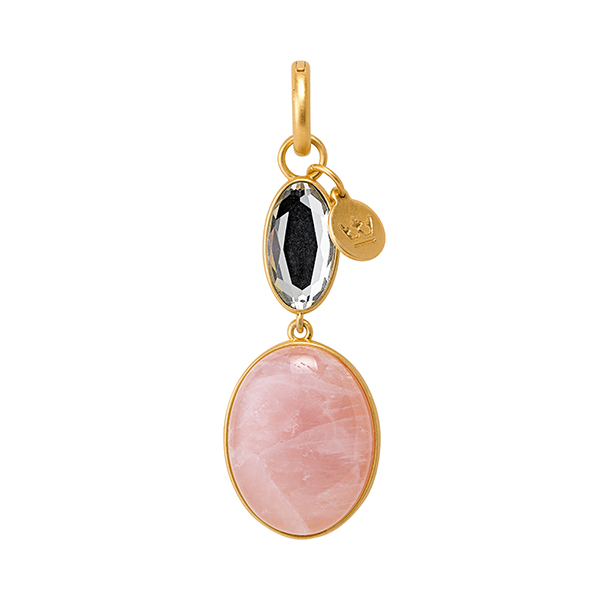 Essentials Celebration charm with Rose Quartz, Glass matt gold plated