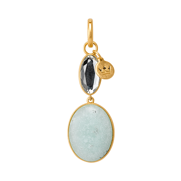 Essentials Celebration charm with Aquamarine, Glass matt gold plated