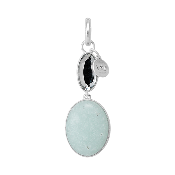 Essentials Celebration charm with Aquamarine, Glass matt silver plated