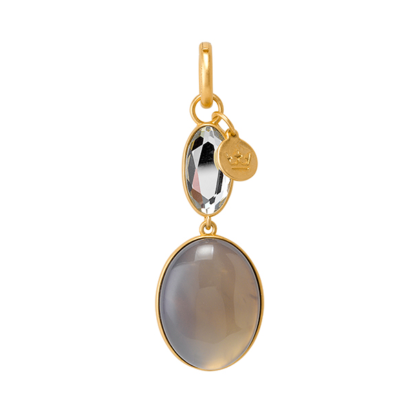 Essentials Celebration charm with Grey Agate, Glass matt gold plated