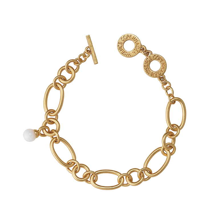 Essentials Experiment bracelet Rose quartz matt gold plated