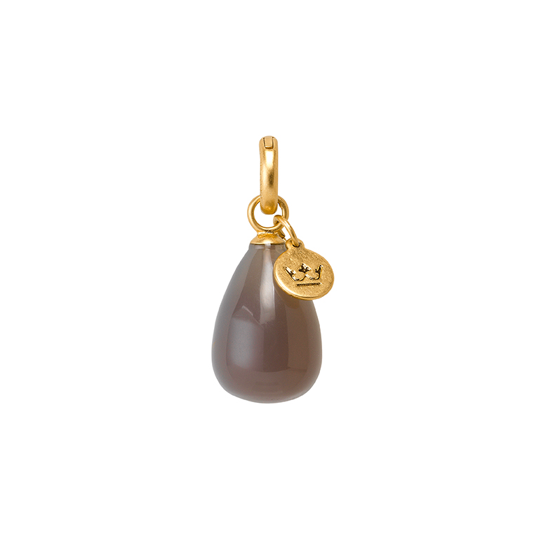 Essentials Drop Charm Grey Agate matt gold plated