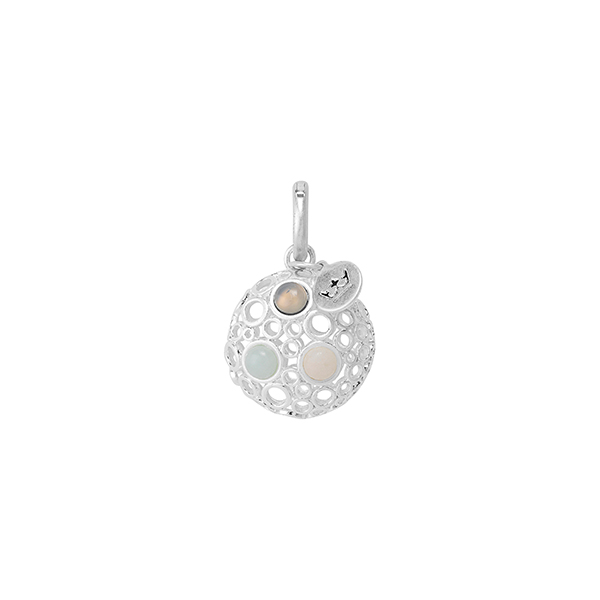 Essentials multi-stone Charms matt silver plated