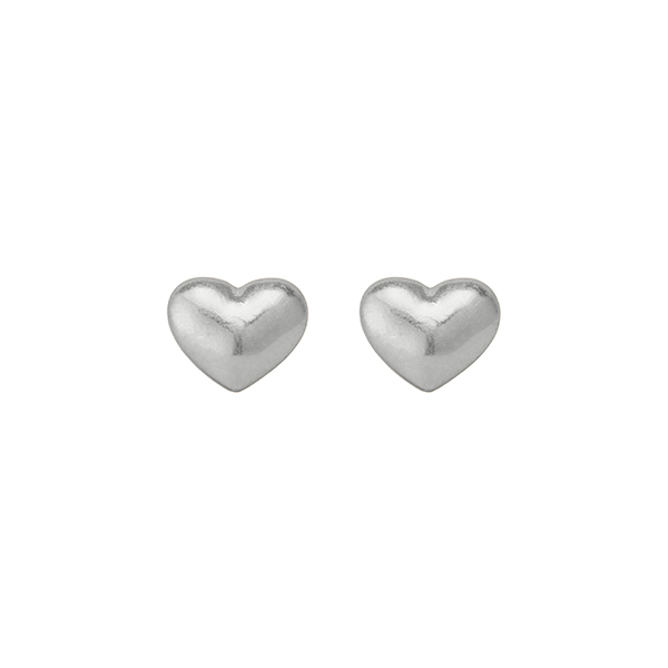 Essentials Hearts ear studs matt silver plated