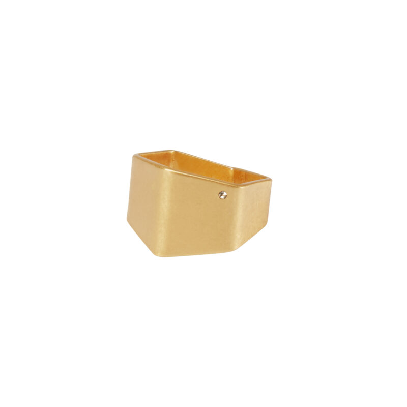 Ring Shadow Cigar matt gold plated mini crystal pentagonal 7 (54/55)